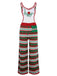 Green 1970s Happy Christmas Straps Knitted Jumpsuit