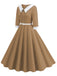 1950s Contrast Tie Neck Belted Lapel Dress