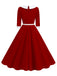 1950s Contrast Tie Neck Belted Lapel Dress