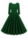 1950s Solid Belted Swing Dress