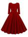 1950s Solid Belted Swing Dress