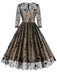 Black 1950s Floral Mesh Patchwork Dress