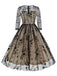 Black 1950s Floral Mesh Patchwork Dress