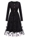 Black 1950s Floral Mesh Patchwork Dress