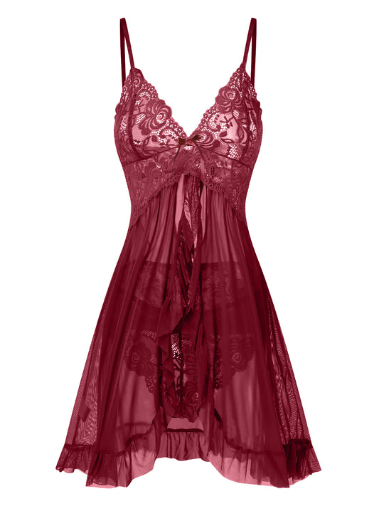 [Pre-Sale] 1950s Spaghetti Straps Lace Sheer Nightdress