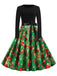 Green 1950s Christmas Bow Belted Swing Dress