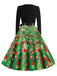 Green 1950s Christmas Bow Belted Swing Dress