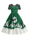 1950s Christmas Print Lace Swing Dress