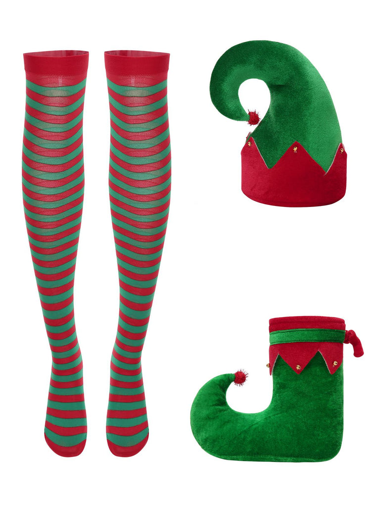 Green 1940s Christmas Elf Dress Set