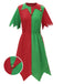 1980s Jagged Christmas Hem Elf Costume Dress Set