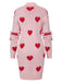 Pink 1930s Heart Long Knitted Cardigan