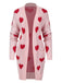 Pink 1930s Heart Long Knitted Cardigan