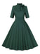 Green 1950s Cotton Tie Elbow Sleeves Dress