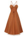 Brown 1950s Spaghetti Strap Mesh Swing Dress