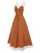 Brown 1950s Spaghetti Strap Mesh Swing Dress