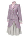 3PCS 1940s Ruffles Stripes Button Suit Set