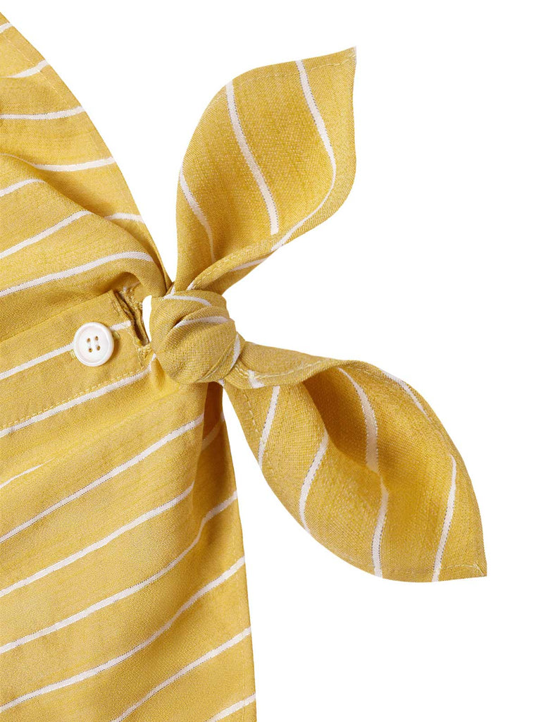 [Pre-Sale] Yellow 1950s Stripes Tie-Front Blouse