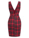 Red 1960s Tartan Plaids Suspender Dress