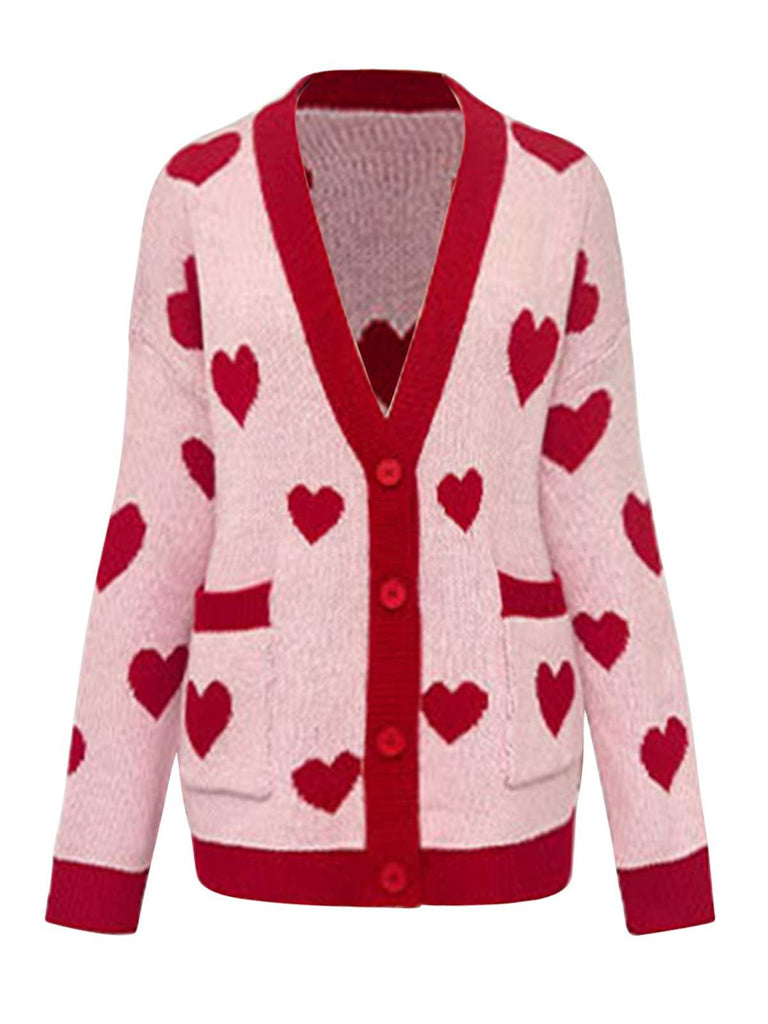 1950s Button Heart Dot Knitted Cardigan