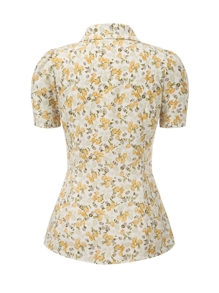 1940s Peter Pan Collar Ditsy Floral Blouse