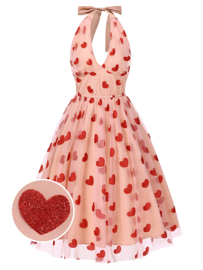 [Pre-Sale] Pink 1950s Halter Heart Mesh Dress