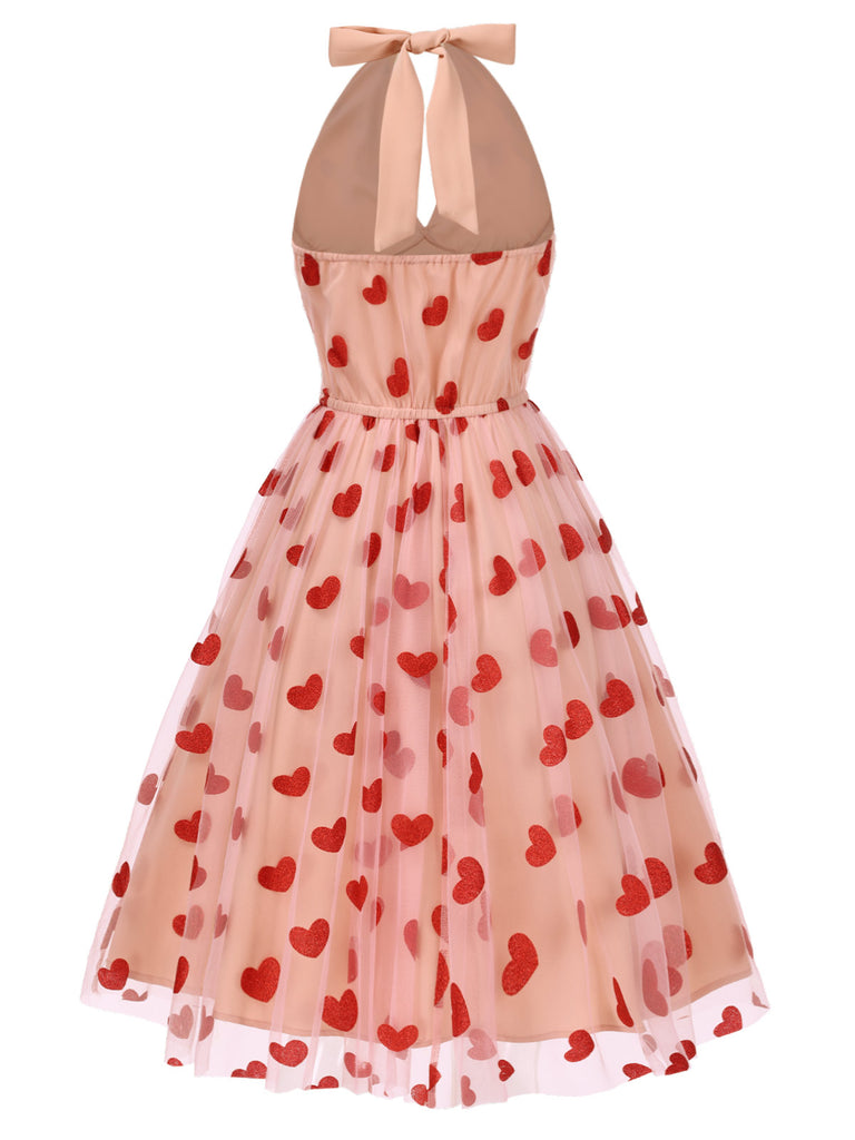 [Pre-Sale] Pink 1950s Halter Heart Mesh Dress