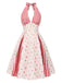 [Pre-Sale] Red 1950s Countryside Floral Plaid Halter Dress