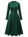 [Pre-Sale] Green 1940s Stand Collar Button Belted Dress