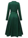 [Pre-Sale] Green 1940s Stand Collar Button Belted Dress