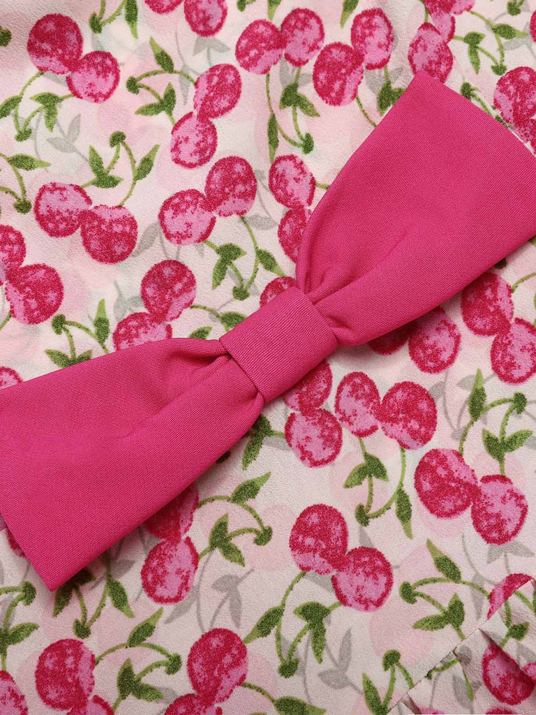 [Pre-Sale] Pink 1950s Cherry Bow Swing Sleeveless Dress