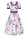 [Pre-Sale] Purple 1950s Peter Pan Collar Floral Puff Sleeve Dress