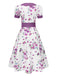 [Pre-Sale] Purple 1950s Peter Pan Collar Floral Puff Sleeve Dress