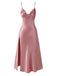 Pink 1930s Solid Satin Slit Suspender Nightdress