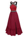 Wine Red 1940s Cross Halter Ethnic Dress