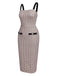 Beige 1960s Knitted Straps Pencil Dress