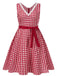 [Pre-Sale] [Plus Size] Red 1950s Lace Trim Cotton Plaid Dress