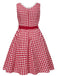 [Pre-Sale] [Plus Size] Red 1950s Lace Trim Cotton Plaid Dress