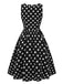 [Pre-Sale] Black 1950s Bow Contrast Polka Dots Dress