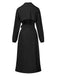 1940s Solid Notched Collar Belted Long Coat