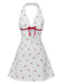 White 1960s Cherry Halter Skater Dress