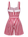 [Pre-Sale] Red & White 1950s Stripe Rolled Collar Romper