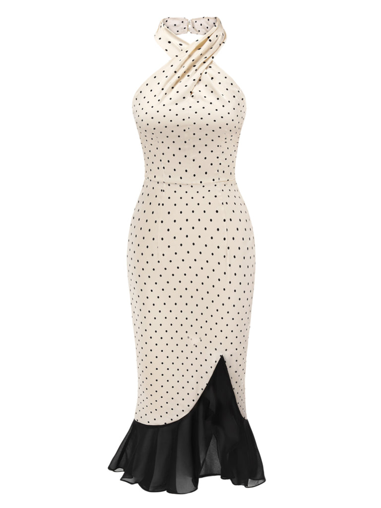 [Pre-Sale] 1930s Halter Polka Dots Ruffles Mermaid Dress