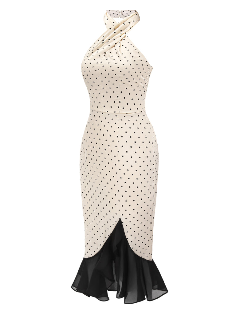 [Pre-Sale] 1930s Halter Polka Dots Ruffles Mermaid Dress