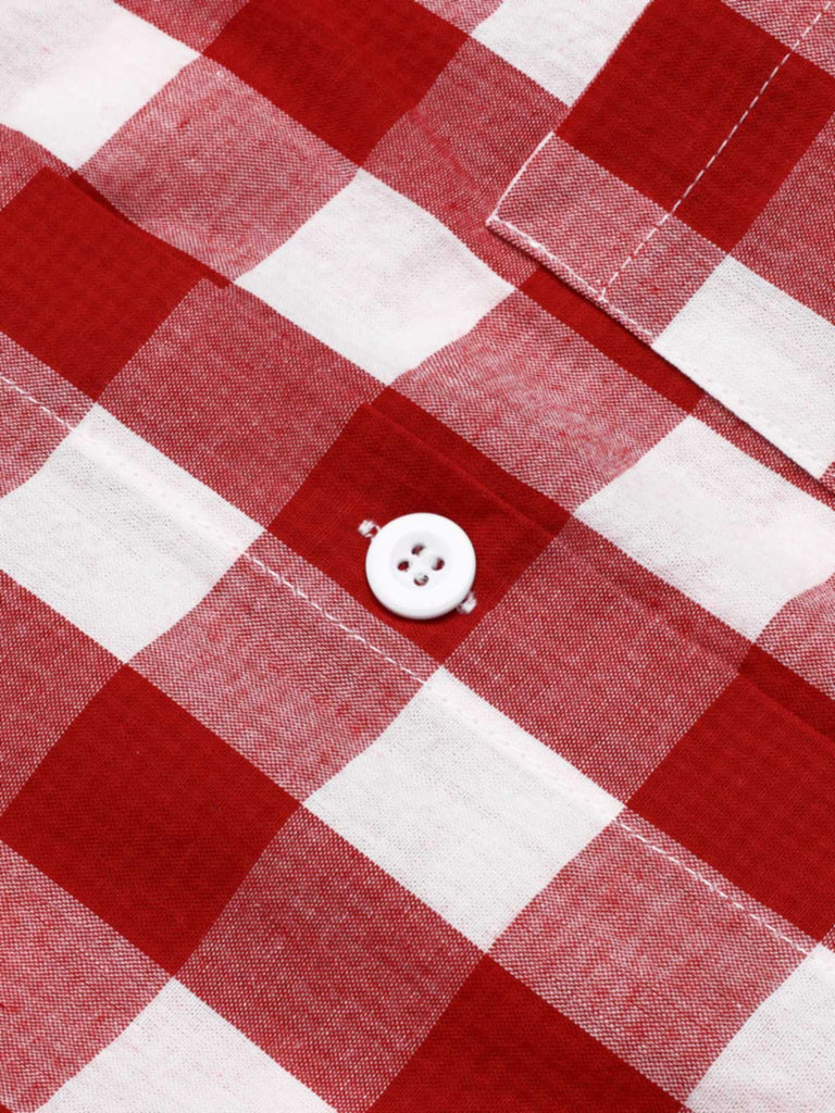 [Pre-Sale] Red 1950s Lapel Gingham Drop Shoulder Shirt