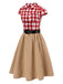 [Pre-Sale] 2PCS 1950s Lapel Gingham Shirt & Belted Skirt