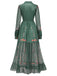 Green 1930s Floral Mesh Patchwork Maxi Dress