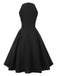 Black 1950s Solid Keyhole Sleeveless Dress