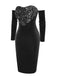 Black 1960s Heart Shape Sequined Patchwork Dress