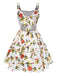 Multicolor 1940s Back Hollow Lemon Floral Dress