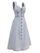 Blue 1940s Denim Buttoned Suspender Dress